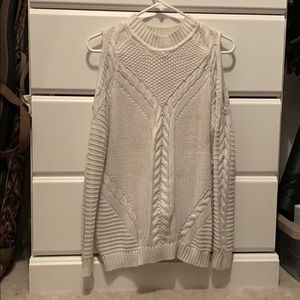 White cold shoulder sweater